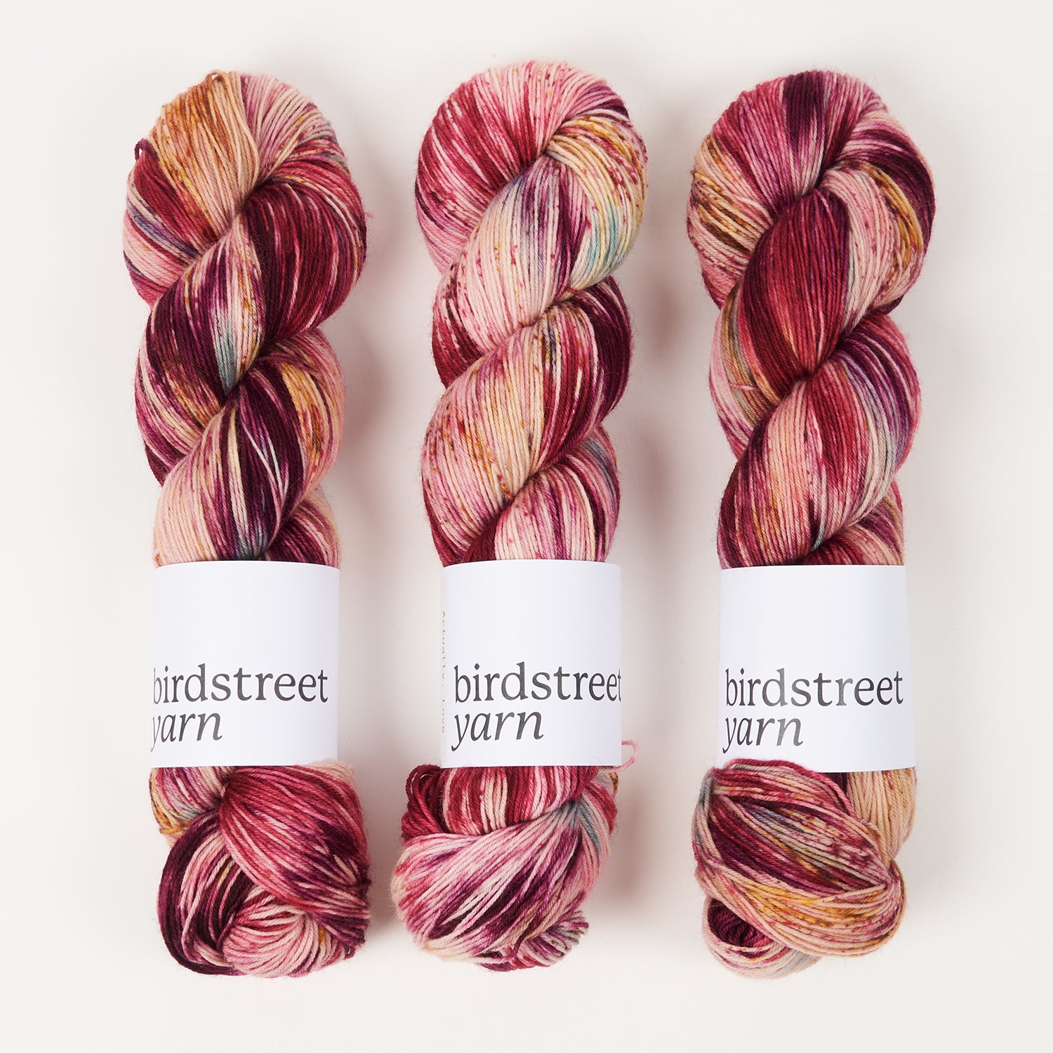 Birdstreet Yarn BIRDSTREET BFL - ACTUALLY LOVE BFL Wool Blue Faced Leicester Nylon Fingering pink multicolour Yarn