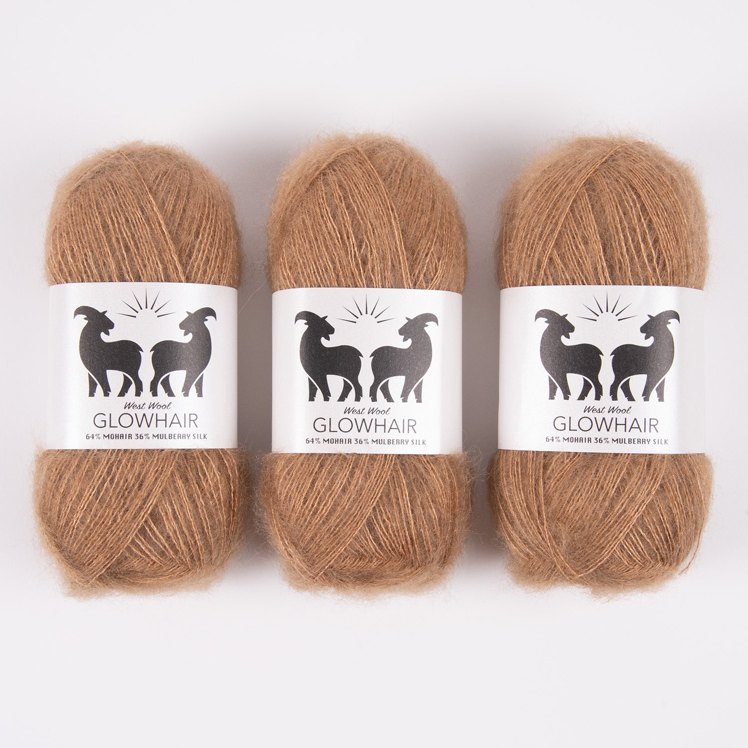 West Wool GLOWHAIR - BISCUIT Mohair Silk Lace brown Yarn