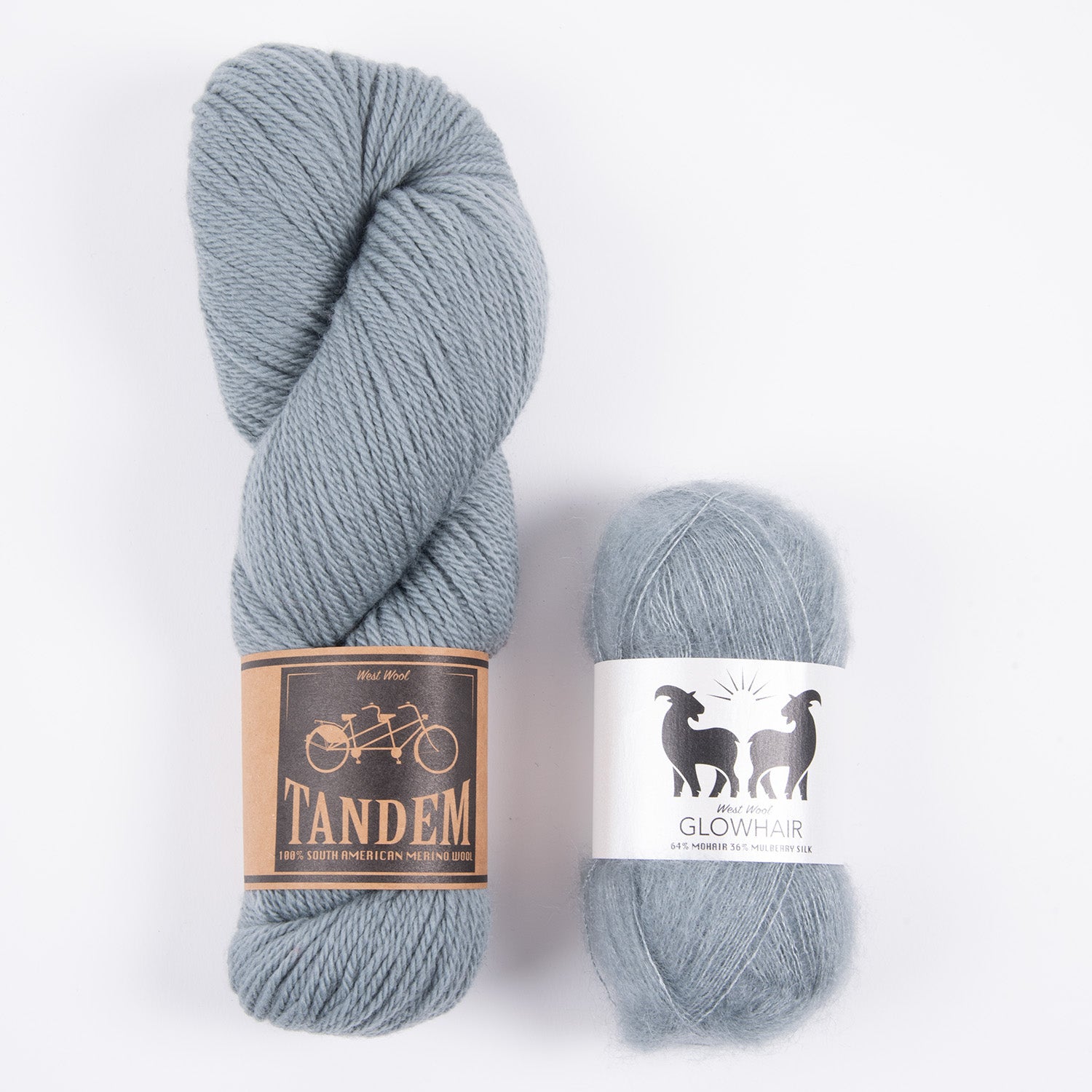West Wool BLUE SPRUCE MOHAIR MATCH TRIO DK Mohair Silk Merino wool Mixed Weight Quick Kits