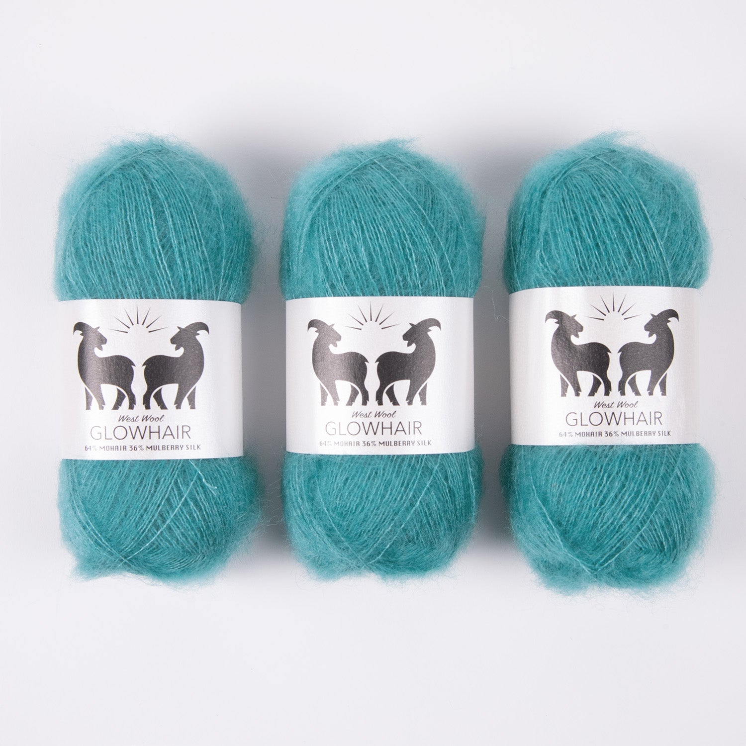 West Wool GLOWHAIR - BRACKISH Mohair Silk Lace turquoise blue Yarn