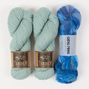 Qing Fibre BLUE AND MISTY Alpaca Merino wool Silk Mixed Weight Quick Kits