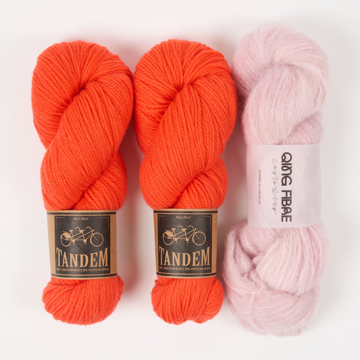 Qing Fibre ORANGE BERRY Alpaca Merino wool Silk Mixed Weight Quick Kits
