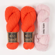 Qing Fibre ORANGE BERRY Alpaca Merino wool Silk Mixed Weight Quick Kits