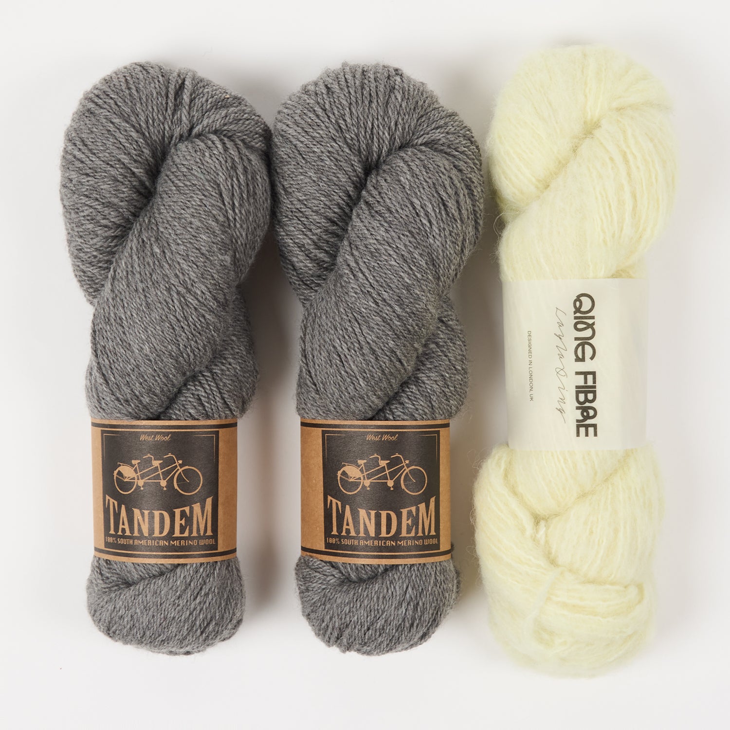 Qing Fibre WESTKNITS KIT - SHOCKING GREY Alpaca Merino wool Silk Sport DK Westknits Kits