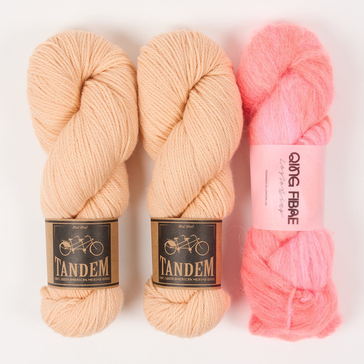 Qing Fibre WESTKNITS KIT - SWEET SHRIMP Alpaca Merino wool Silk Sport DK Westknits Kits