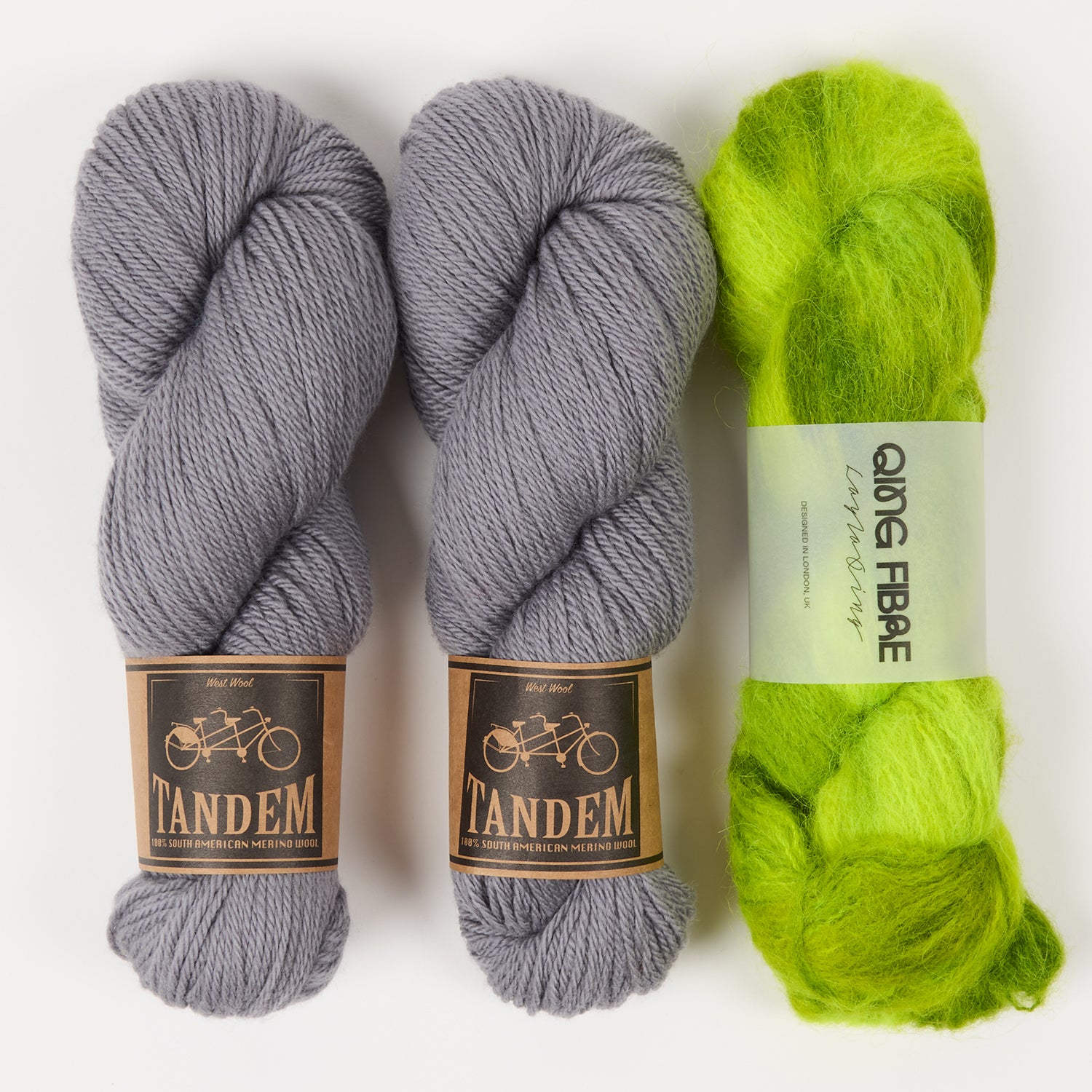 Qing Fibre WESTKNITS KIT - UNFURLED GREY Alpaca Merino wool Silk Sport DK Westknits Kits