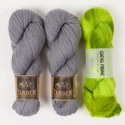 Qing Fibre UNFURLED GREY Alpaca Merino wool Silk Mixed Weight Quick Kits