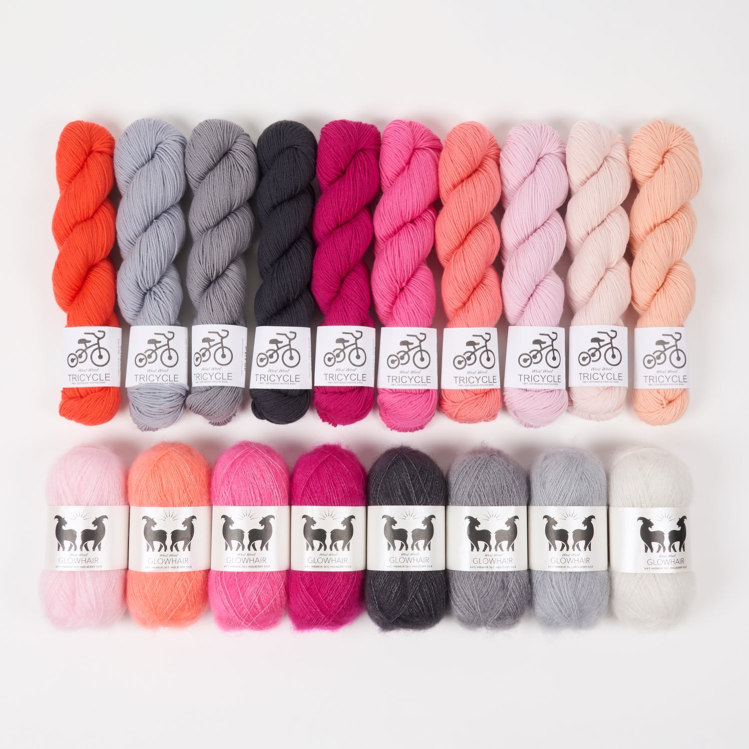West Wool FUCHSIA RIPPLES Mohair Silk Merino wool Mixed Weight Quick Kits