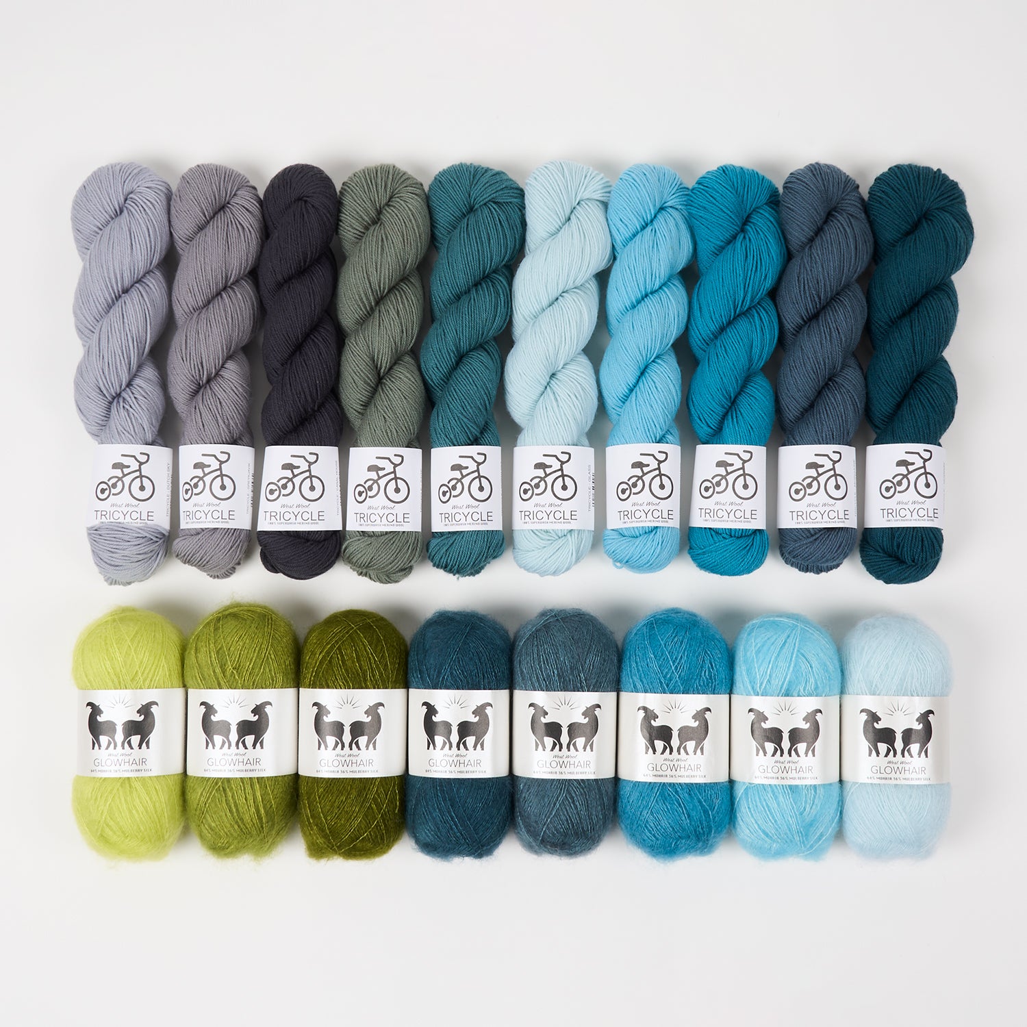 West Wool OLIVE RIPPLES Mohair Silk Merino wool Mixed Weight Quick Kits