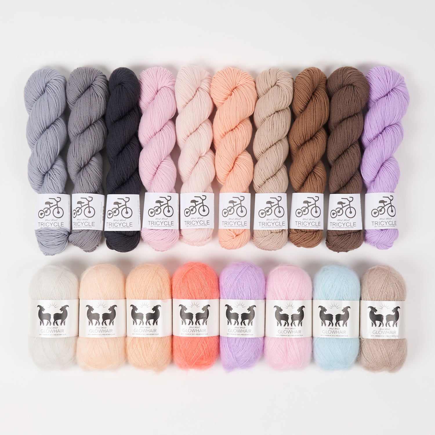 West Wool PALE RIPPLES Mohair Silk Merino wool Mixed Weight Quick Kits