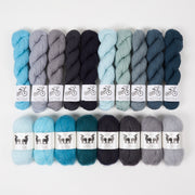 West Wool TURQUOISE RIPPLES Mohair Silk Merino wool Mixed Weight Quick Kits