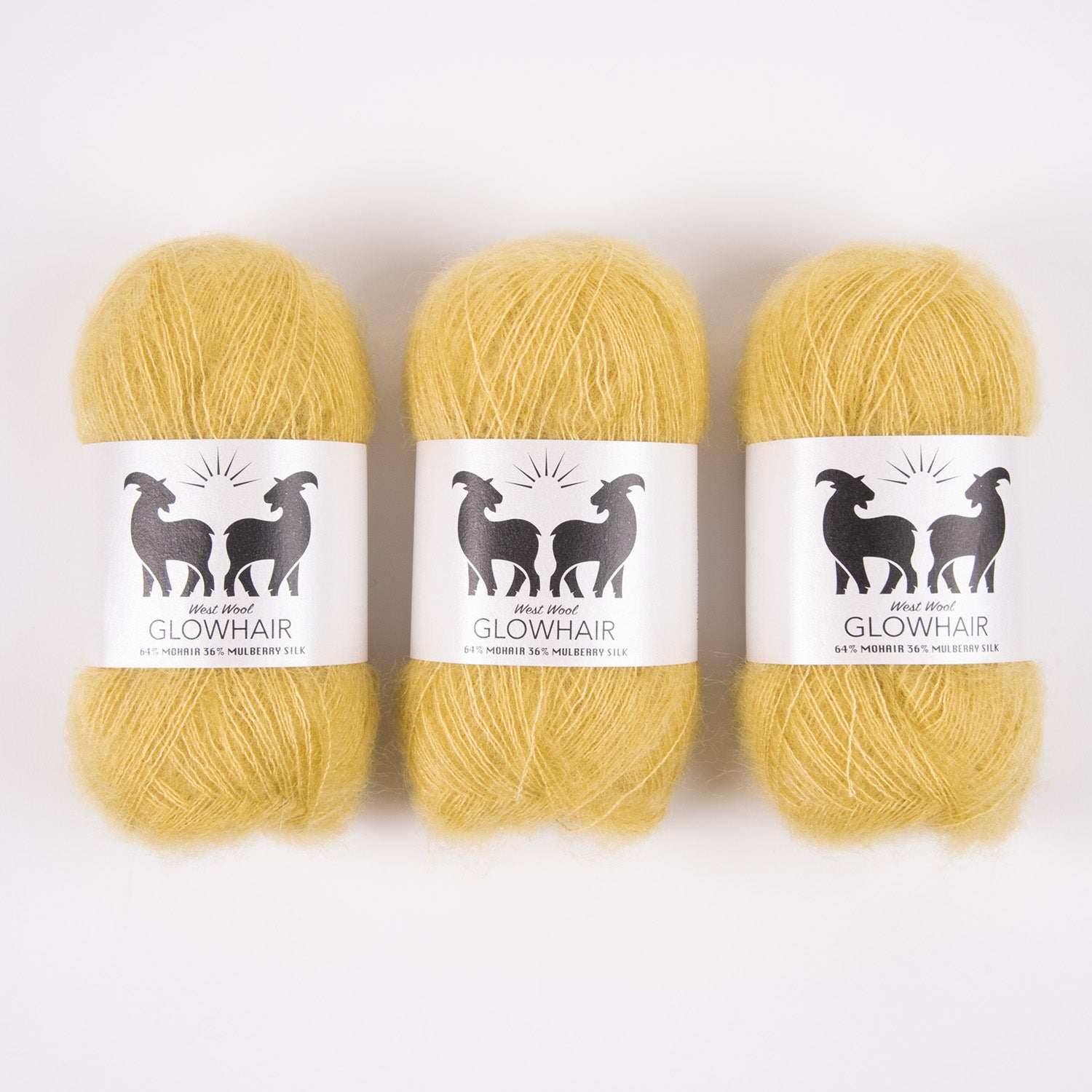 West Wool GLOWHAIR - BUTTERCUP Mohair Silk Lace yellow Yarn