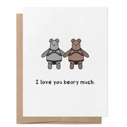 This image shows a card from The Queer Card Co. that says "I love you beary much".