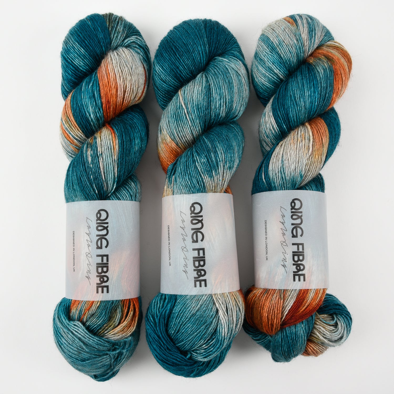 Qing Fibre QING YAK SINGLES - CAVE Merino wool Yak Silk Fingering turquoise blue Yarn