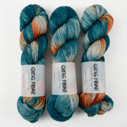 Qing Fibre QING YAK SINGLES - CAVE Merino wool Yak Silk Fingering turquoise blue Yarn