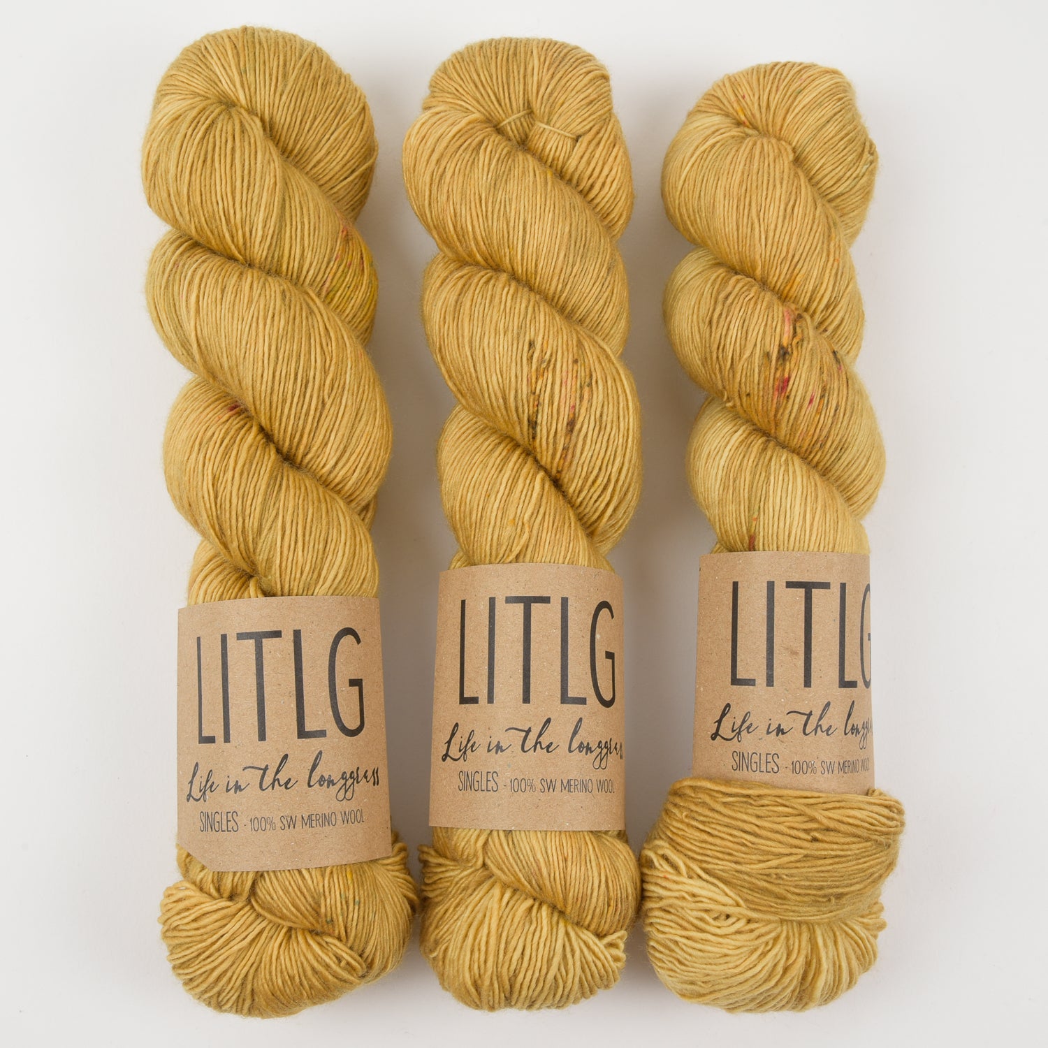 Life in The Long Grass LITLG SINGLES - CHAI Merino wool Fingering yellow Yarn