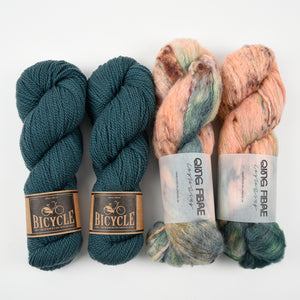 Qing Fibre CHARMED SCALLOPS Alpaca Merino wool Silk Mixed Weight Quick Kits