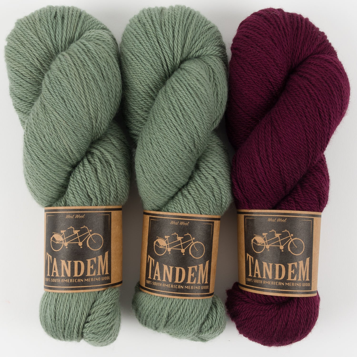 West Wool TANDEM 2 COLOUR 3 SKEINS KITS teal peach coral grey gray-1 red fuchsia yellow beige white purple orange blue black pink green brown Quick Kits