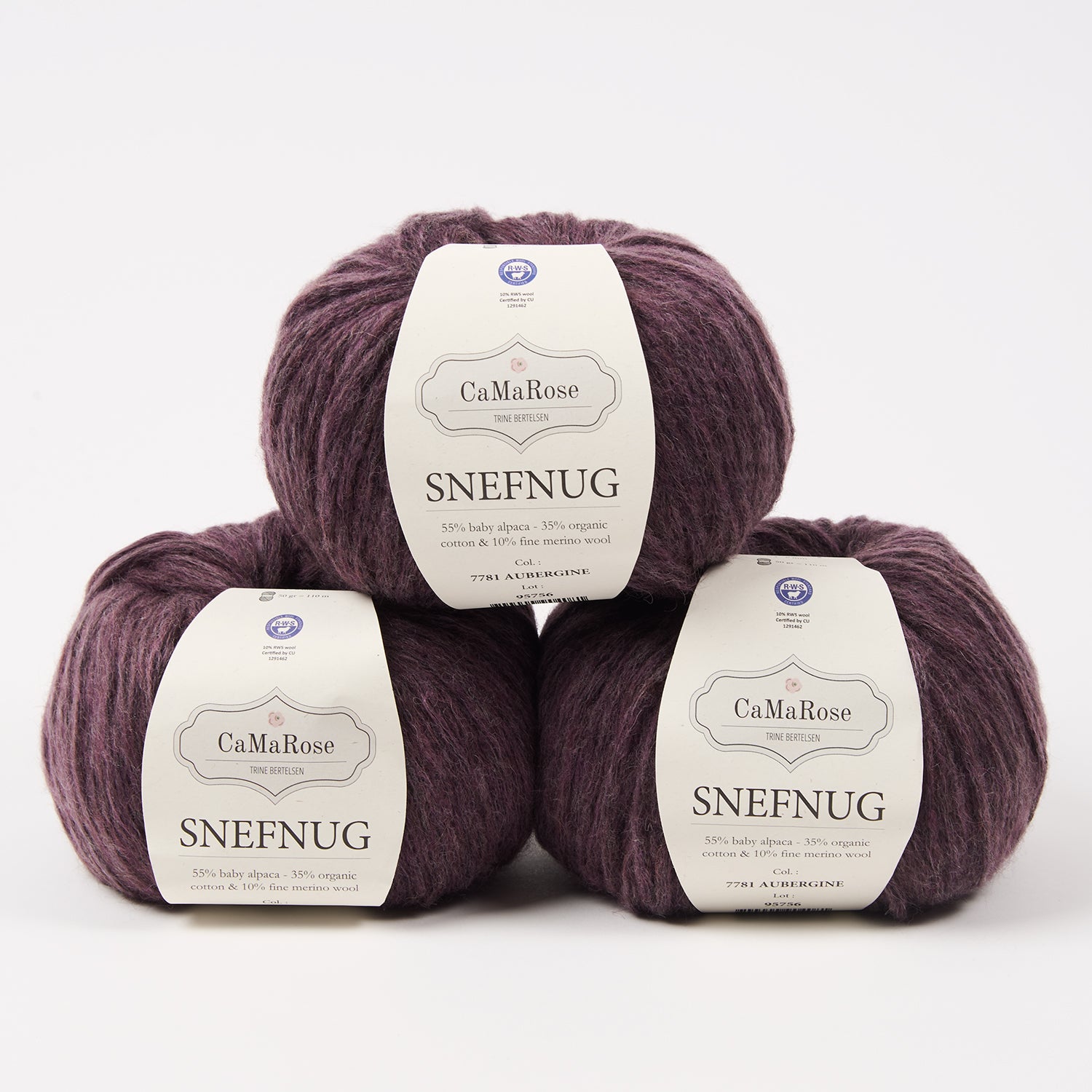 CaMaRose SNEFNUG - AUBERGINE Alpaca Cotton Merino wool Aran purple Yarn