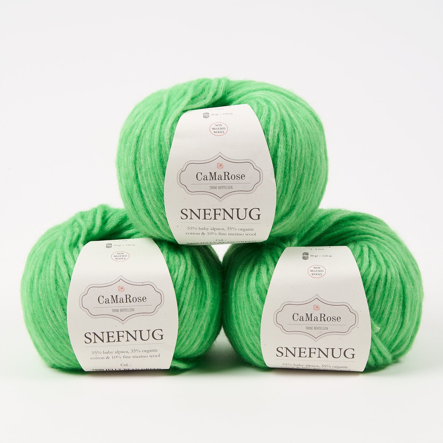 CaMaRose SNEFNUG - JELLY BEAN GREEN Alpaca Cotton Merino wool Aran green Yarn