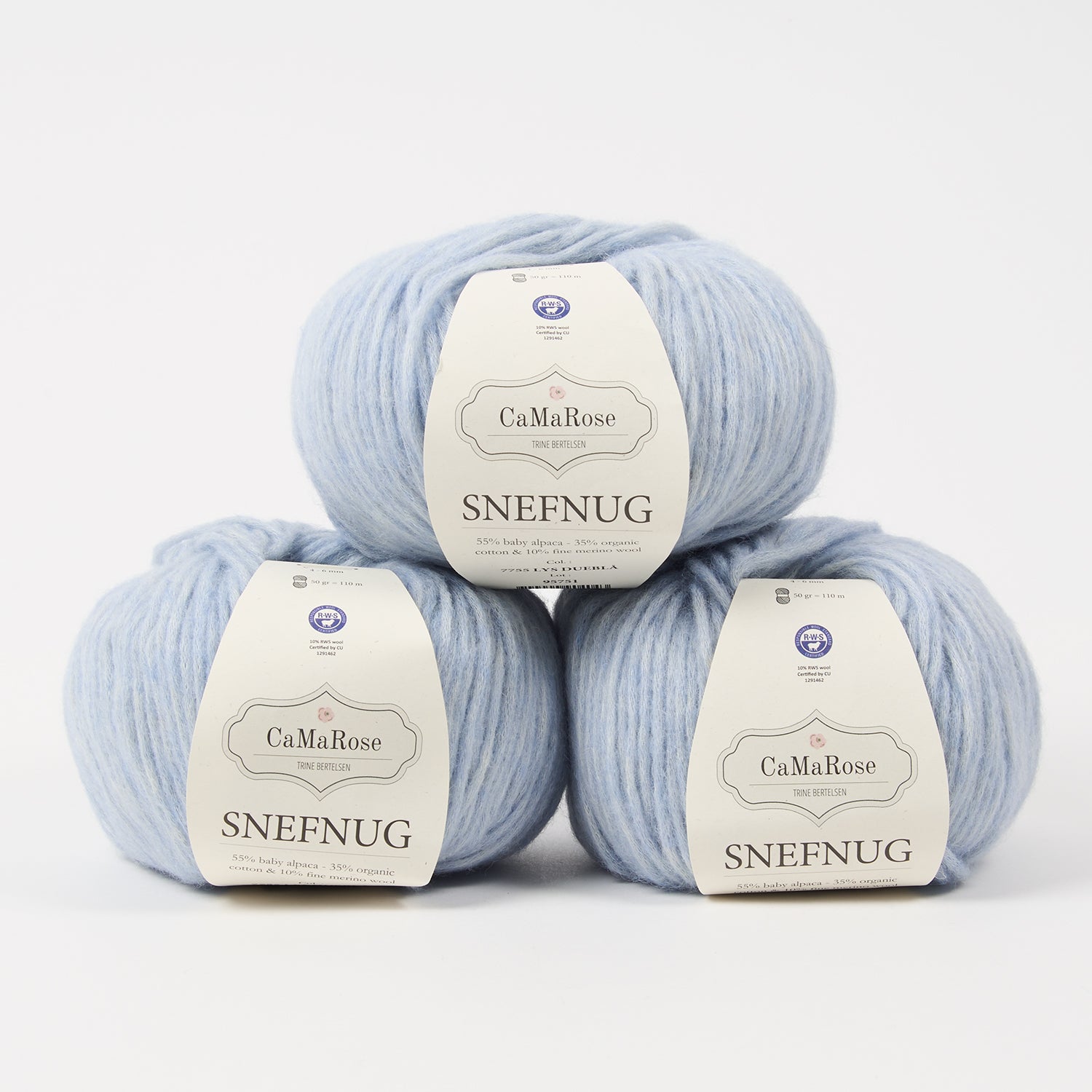 CaMaRose SNEFNUG - LYS DUEBLÅ Alpaca Cotton Merino wool Aran blue Yarn