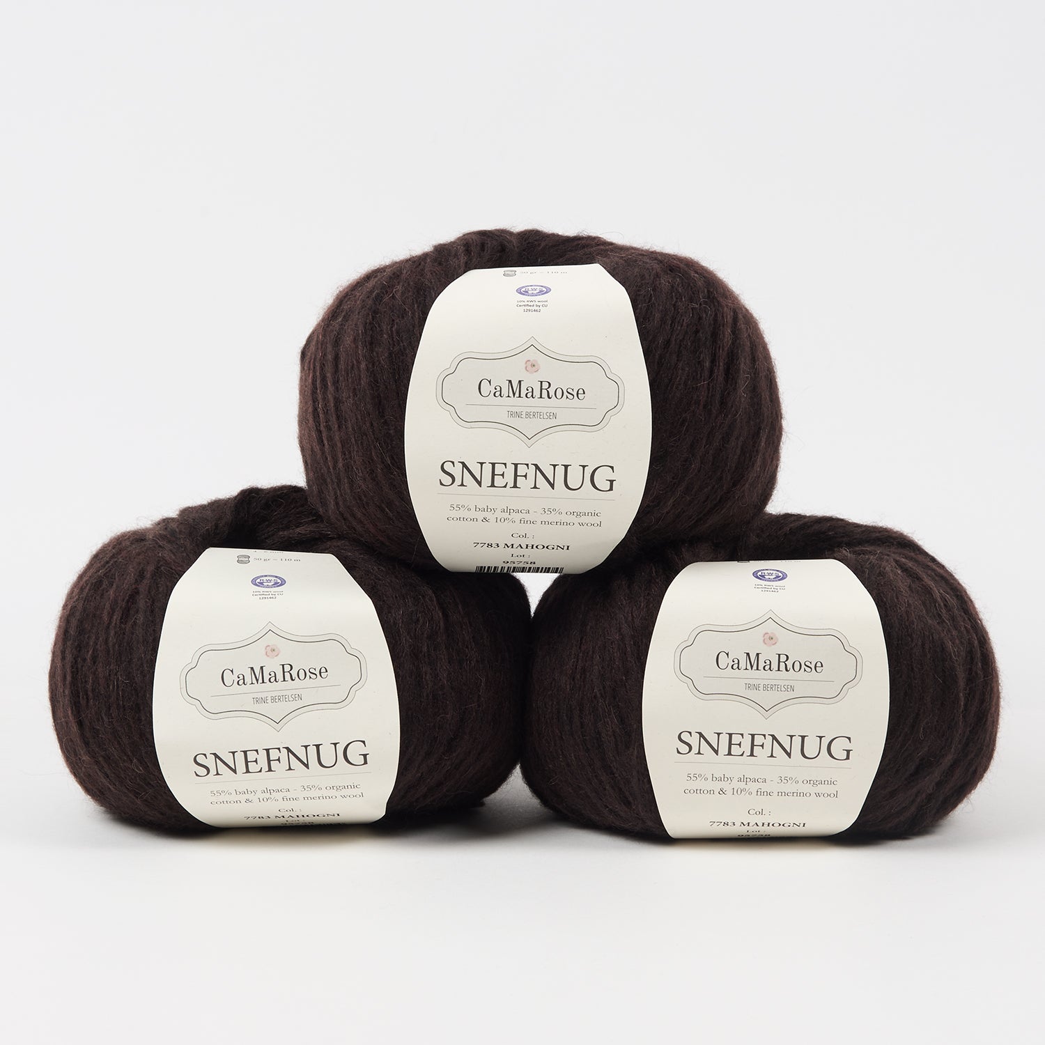 CaMaRose SNEFNUG - MAHOGNI Alpaca Cotton Merino wool Aran brown Yarn