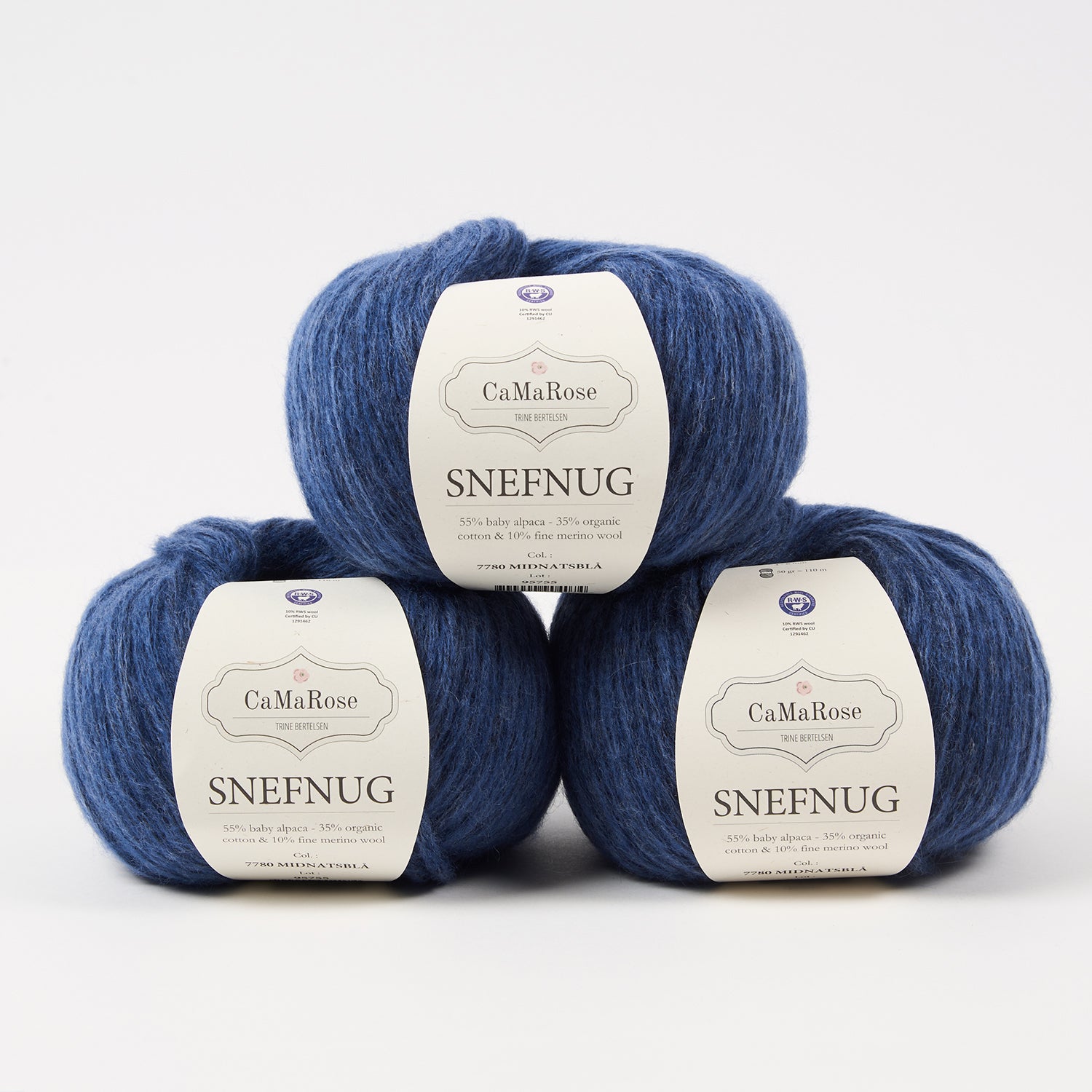 CaMaRose SNEFNUG - MIDNATSBLÅ Alpaca Cotton Merino wool Aran blue Yarn