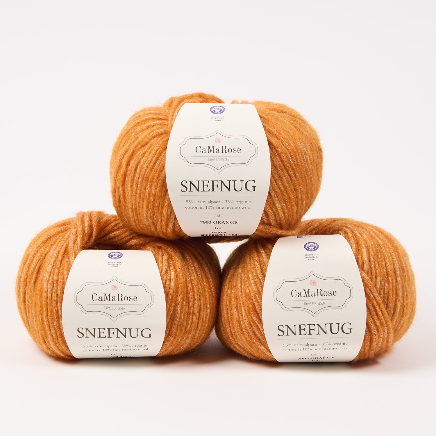 CaMaRose SNEFNUG - ORANGE Alpaca Cotton Merino wool Aran orange Yarn