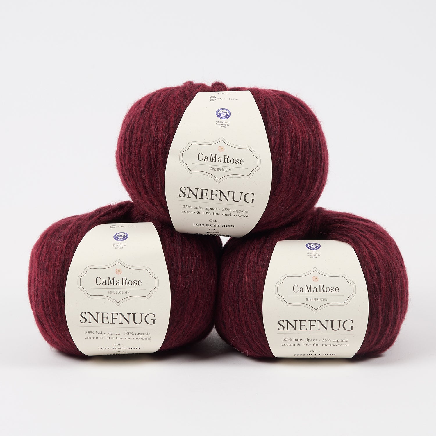 CaMaRose SNEFNUG - RUST RØD Alpaca Cotton Merino wool Aran red Yarn