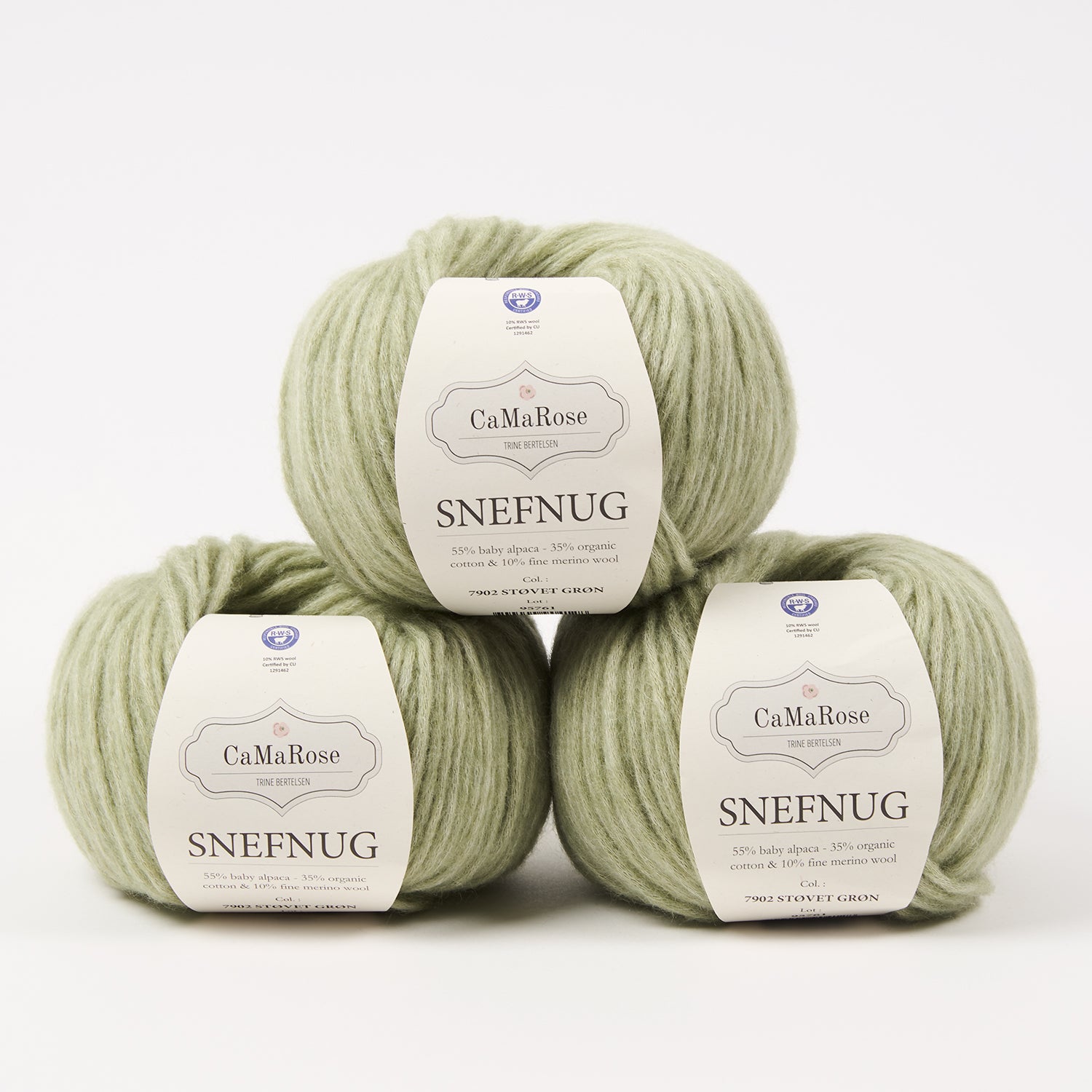 CaMaRose SNEFNUG - STØVET GRØN Alpaca Cotton Merino wool Aran green Yarn