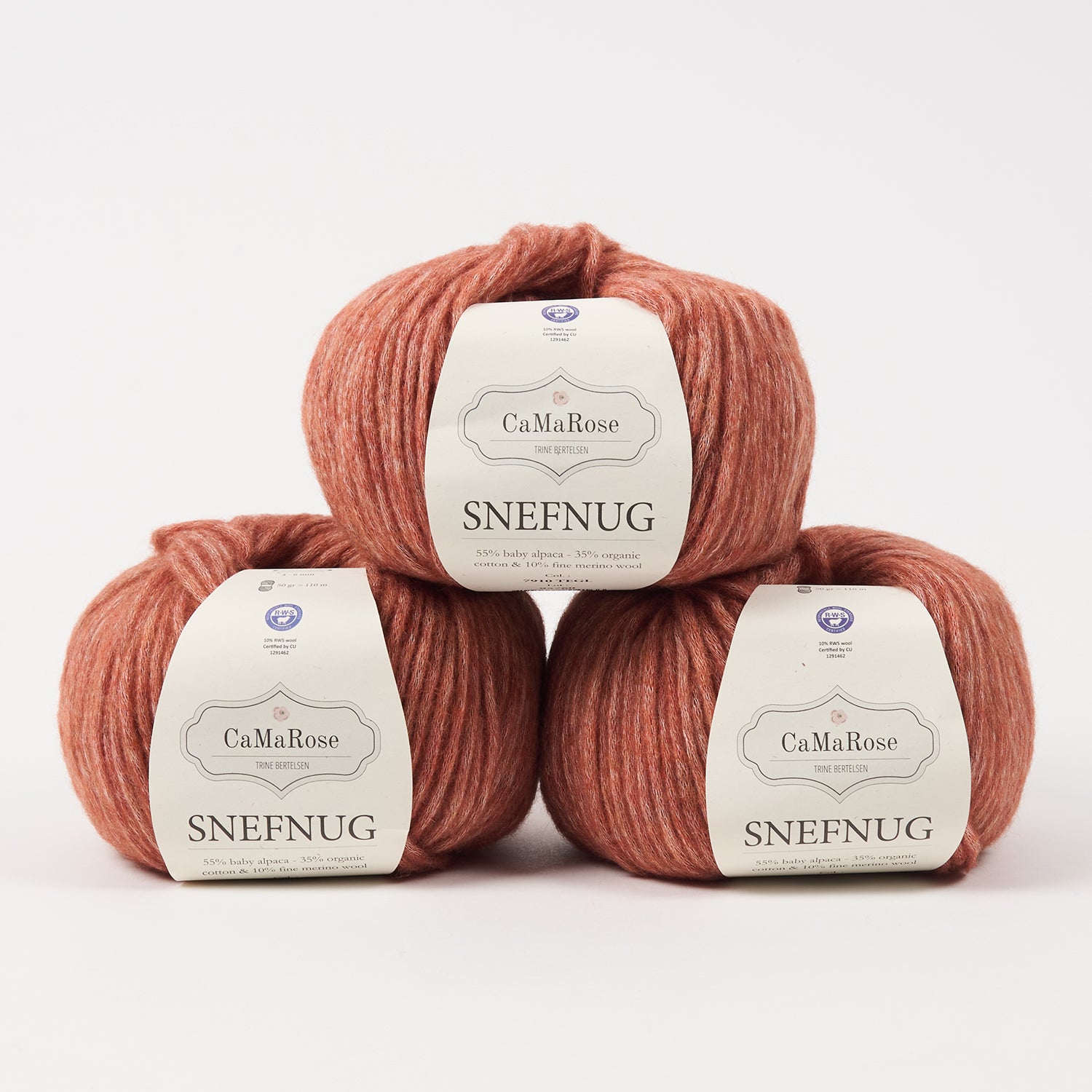 CaMaRose SNEFNUG - TEGL Alpaca Cotton Merino wool Aran red Yarn