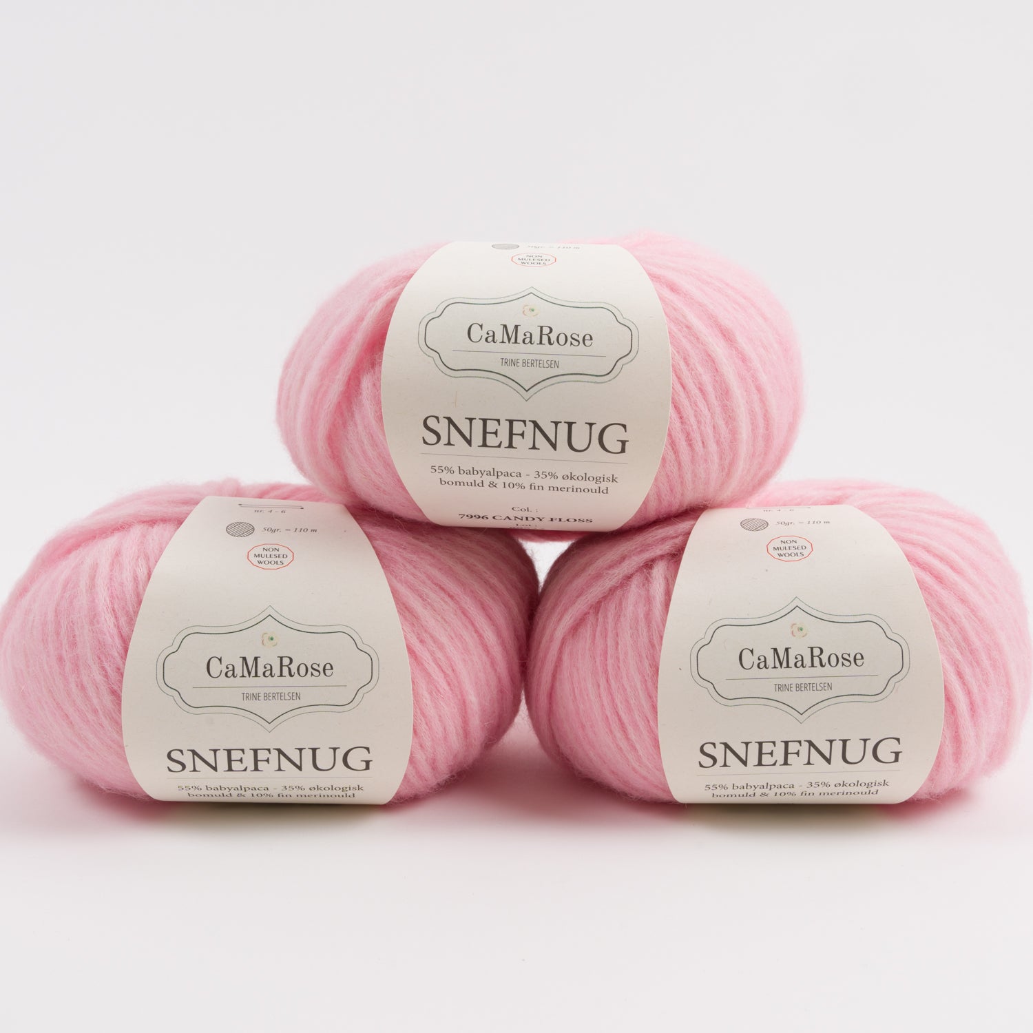 CaMaRose SNEFNUG - CANDY FLOSS Alpaca Cotton Merino wool Aran pink Yarn