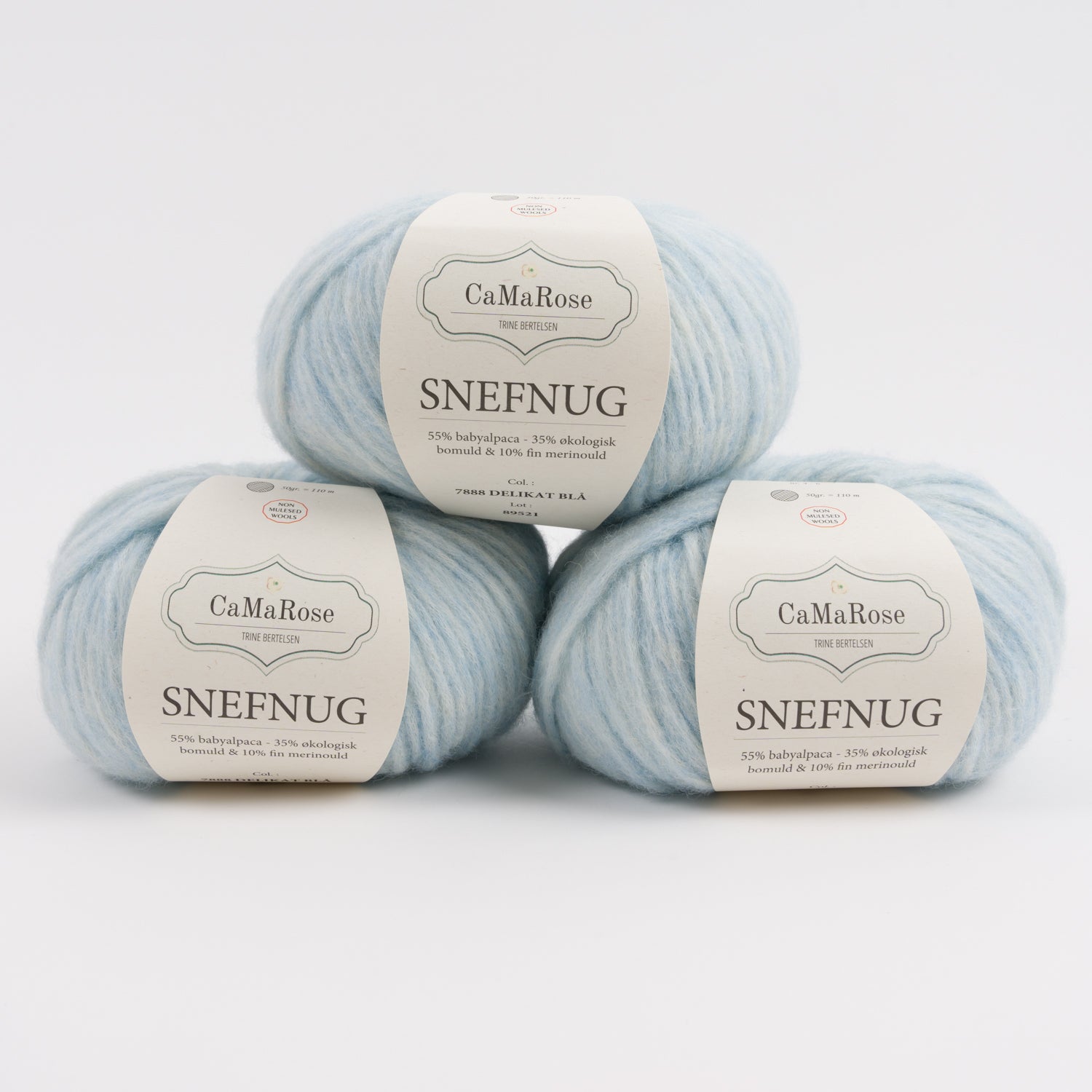 CaMaRose SNEFNUG - DELIKAT BLÅ Alpaca Cotton Merino wool Aran blue Yarn