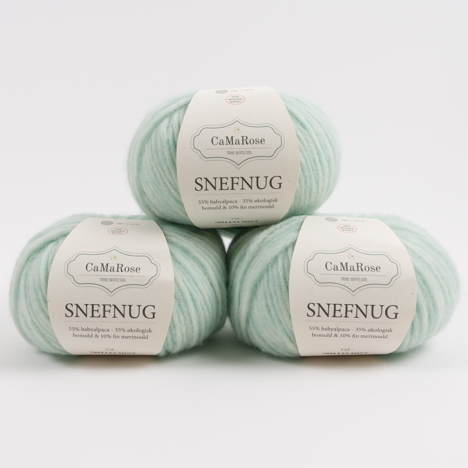 CaMaRose SNEFNUG - LYS MINT Alpaca Cotton Merino wool Aran blue Yarn
