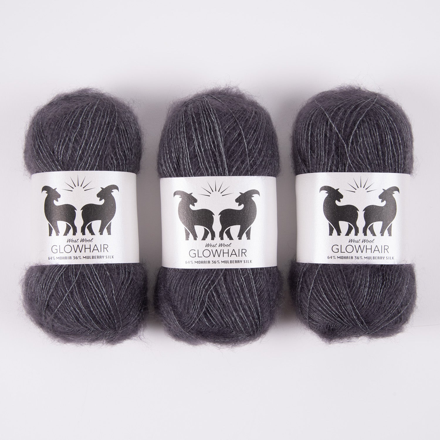 West Wool GLOWHAIR - CANAL HOUSE Mohair Silk Lace grey Yarn