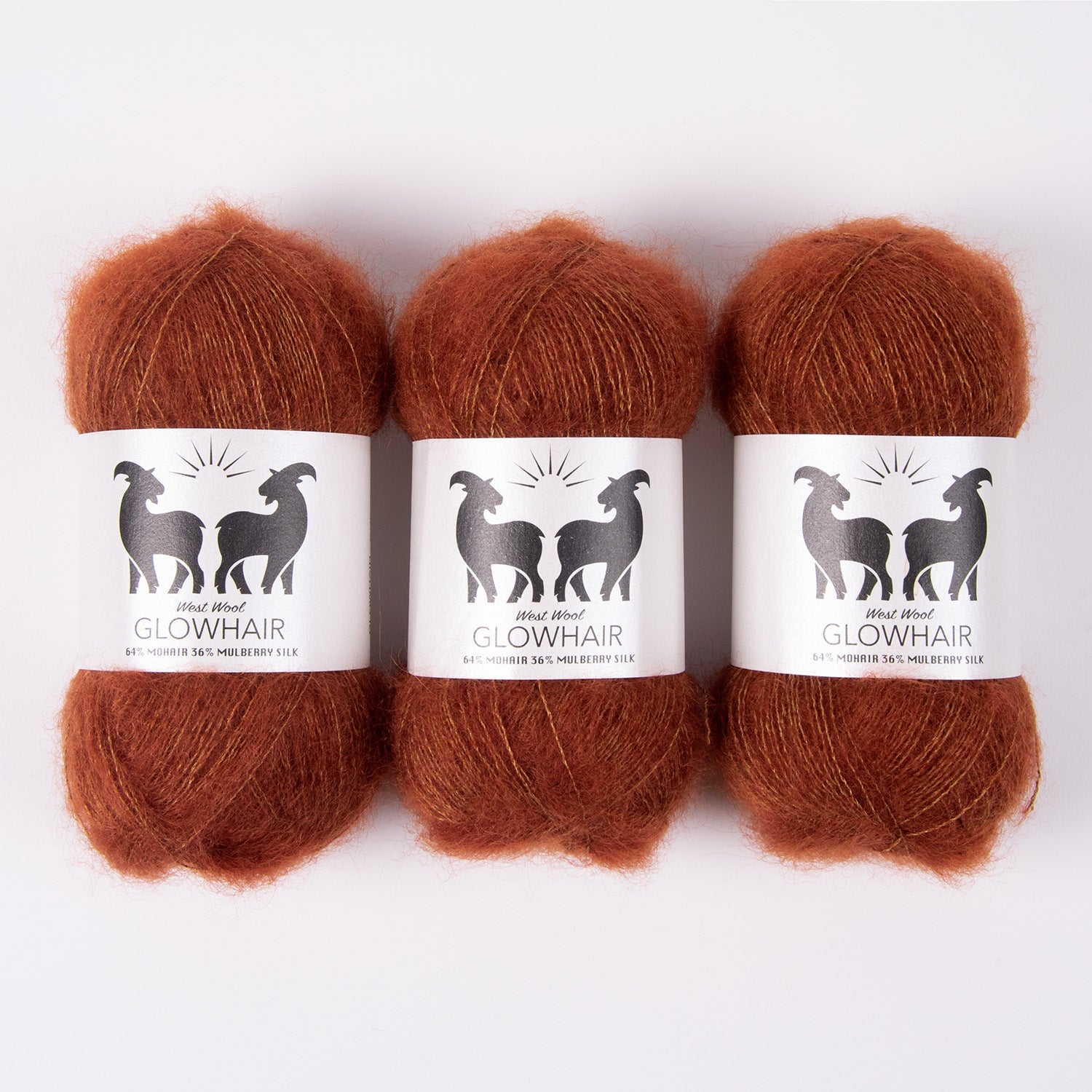 West Wool GLOWHAIR - CHESTNUT Mohair Silk Lace brown Yarn