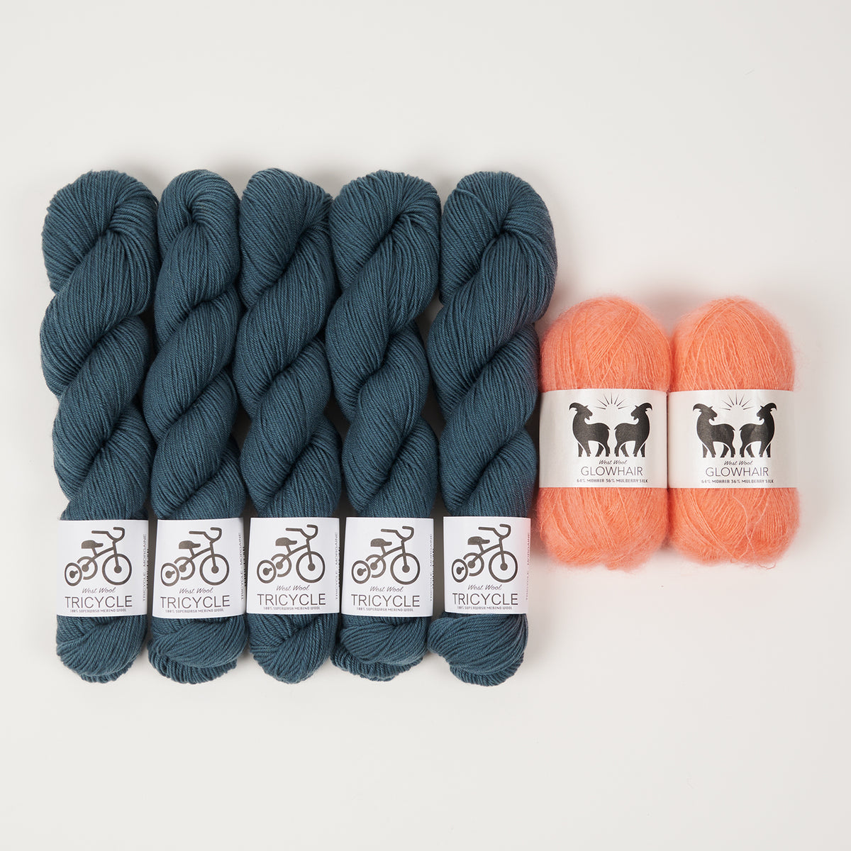 West Wool FLAMINGO BLUES Fingering Quick Kits