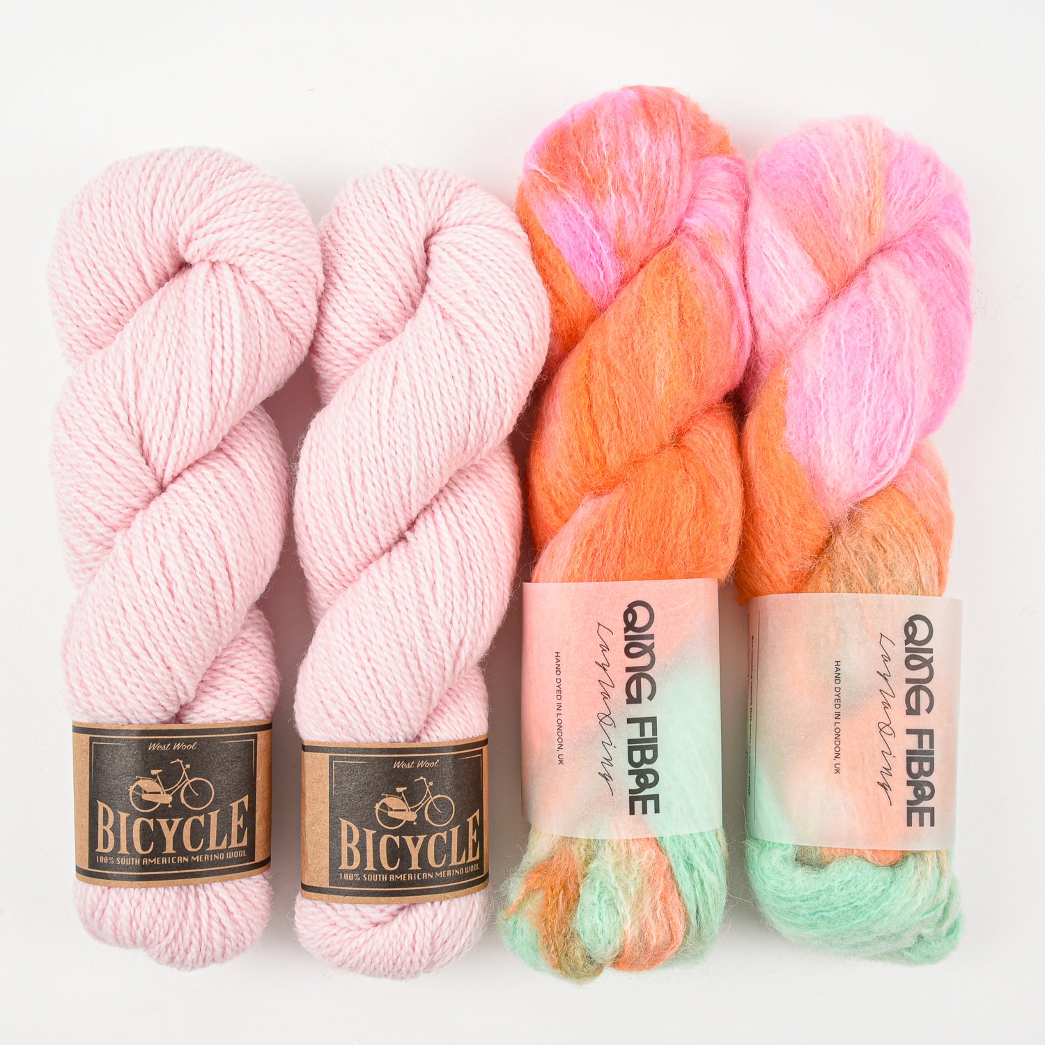 Qing Fibre DAY TIME AURORA Alpaca Merino wool Silk Mixed Weight Quick Kits