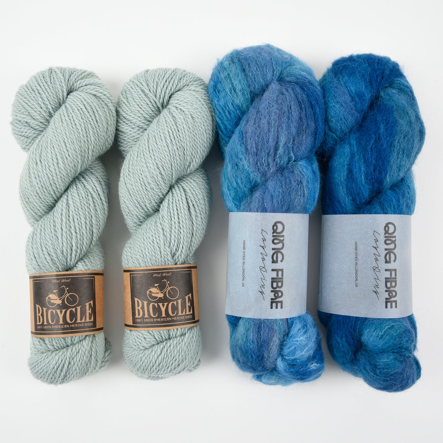 Qing Fibre DEEP MIST Alpaca Merino wool Silk Mixed Weight Quick Kits