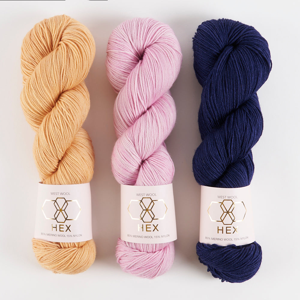 West Wool HEX SIDE QUEST - DISCO SINGER Merino wool Nylon Fingering Quick Kits