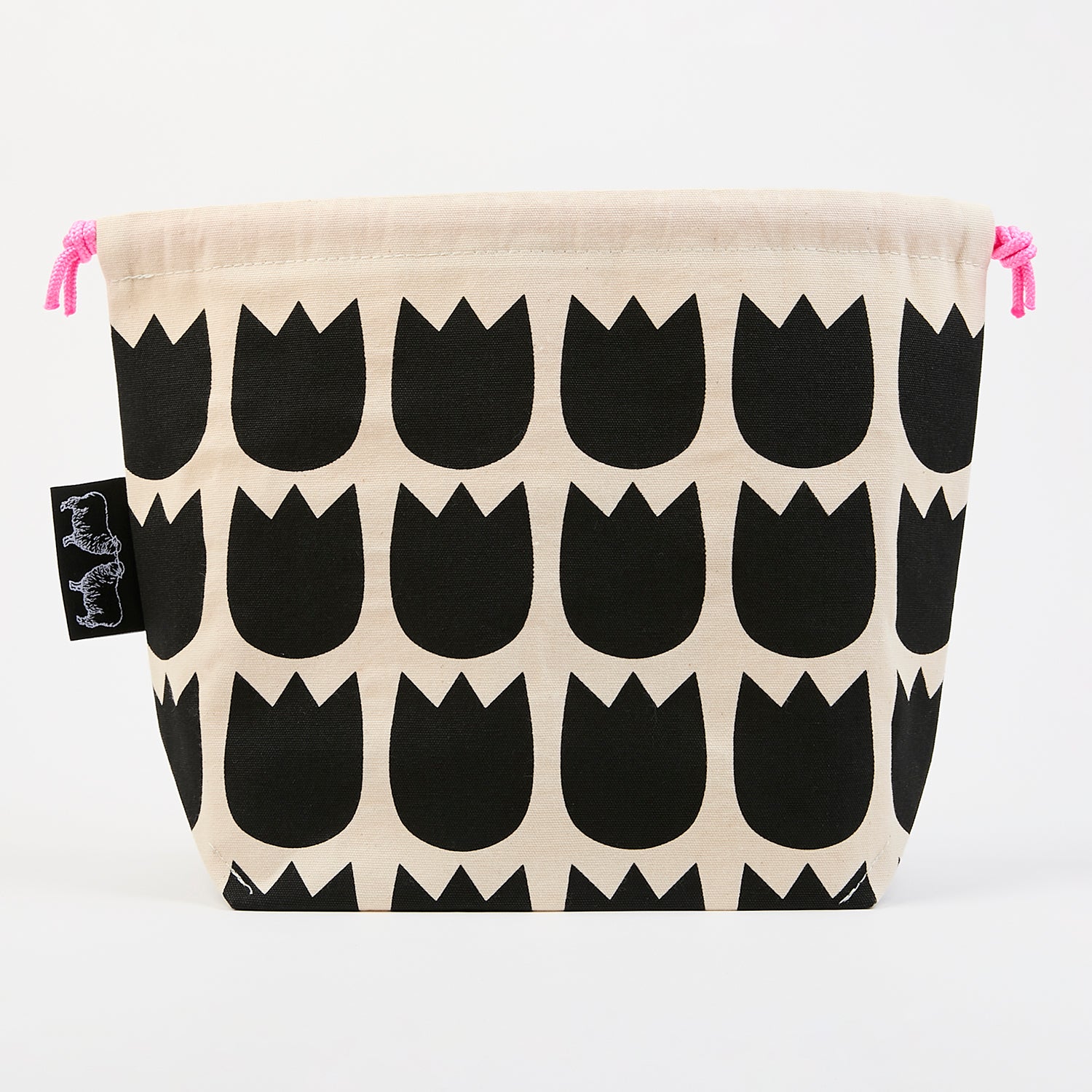 DRAWSTRING BAG - TULIPS BLACK