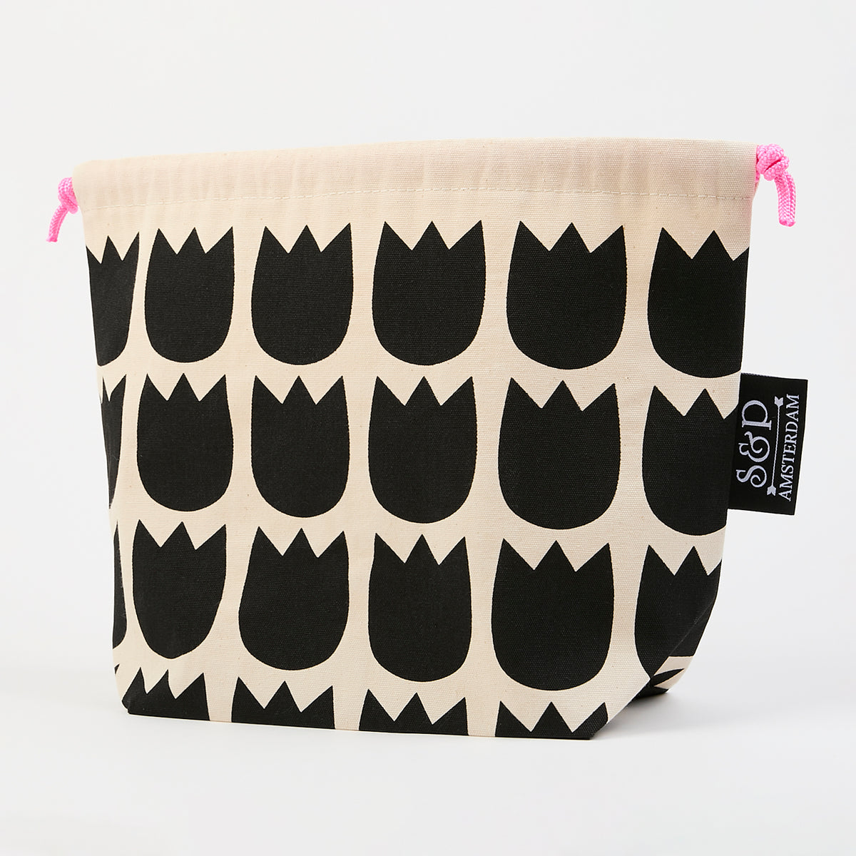 Drawstring Bag - Tulips Black