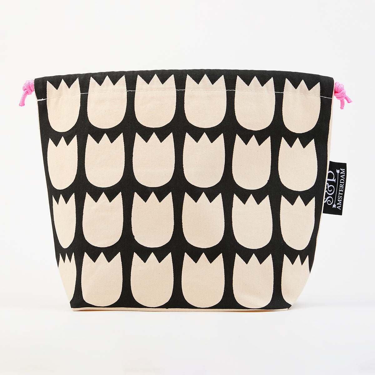 LOVE IT DRAWSTRING BAG - TULIPS WHITE/BLACK black white Project Bags