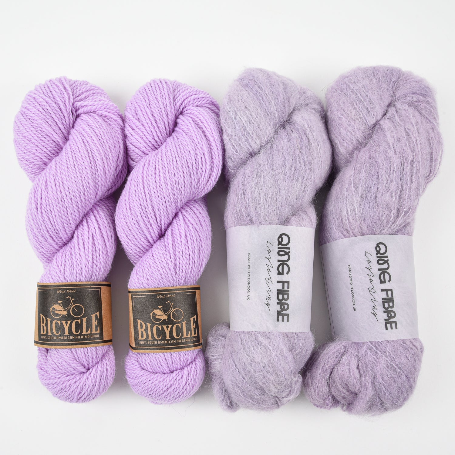 Qing Fibre DREAMY LILAC Alpaca Merino wool Silk Mixed Weight Quick Kits