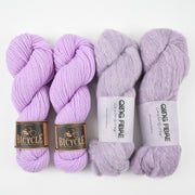 Qing Fibre DREAMY LILAC Alpaca Merino wool Silk Mixed Weight Quick Kits