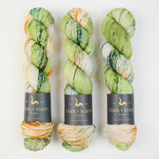 Dark Omen Yarn MERINO SOCK - NEW BEGINNINGS Merino wool Nylon Fingering green cream Yarn