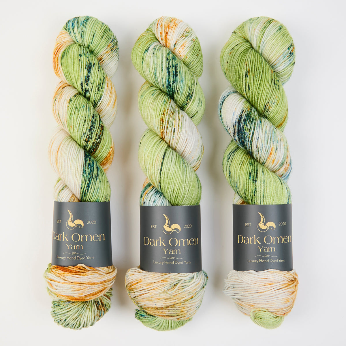 Dark Omen Yarn MERINO SOCK - NEW BEGINNINGS Merino wool Nylon Fingering green cream Yarn
