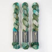 Dark Omen Yarn MERINO SOCK MINI - QU'S MARCH Merino wool Nylon Fingering green turquoise Yarn