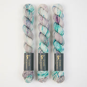Dark Omen Yarn MERINO SOCK MINI - REJUVENATE Merino wool Nylon Fingering grey turquoise Yarn