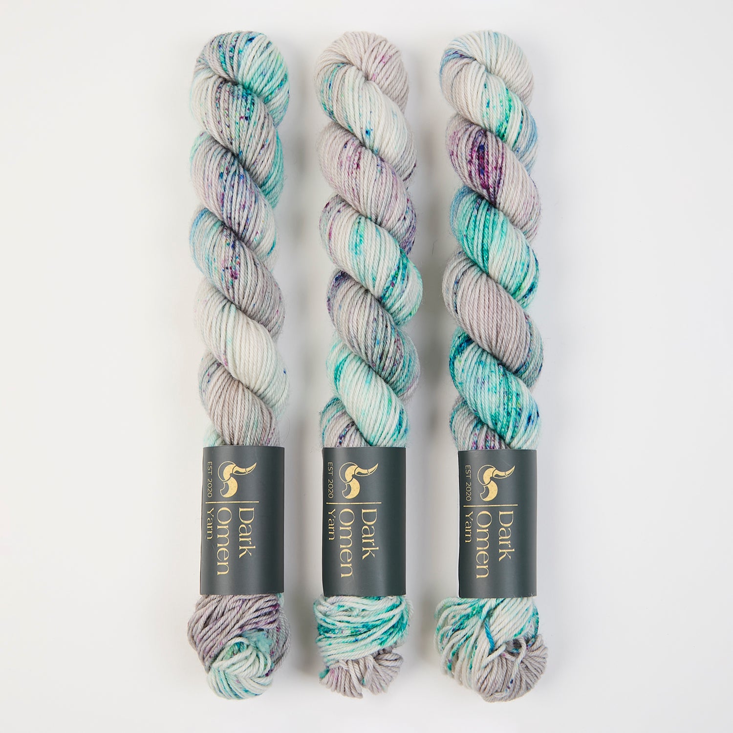 Dark Omen Yarn MERINO SOCK MINI - REJUVENATE Merino wool Nylon Fingering grey turquoise Yarn